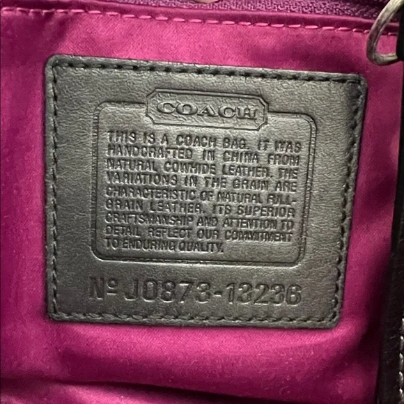 Coach Black Leather Shoulder Bag with Silver Accents
